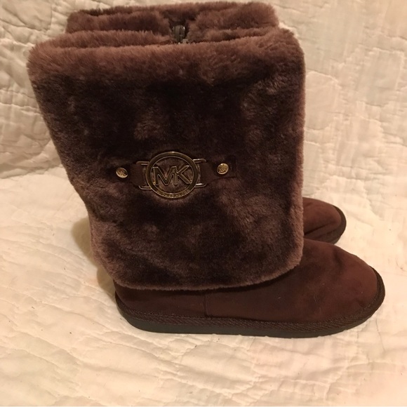 New Michael Kors Kids brown suede for trim winter boots - Picture 2 of 6